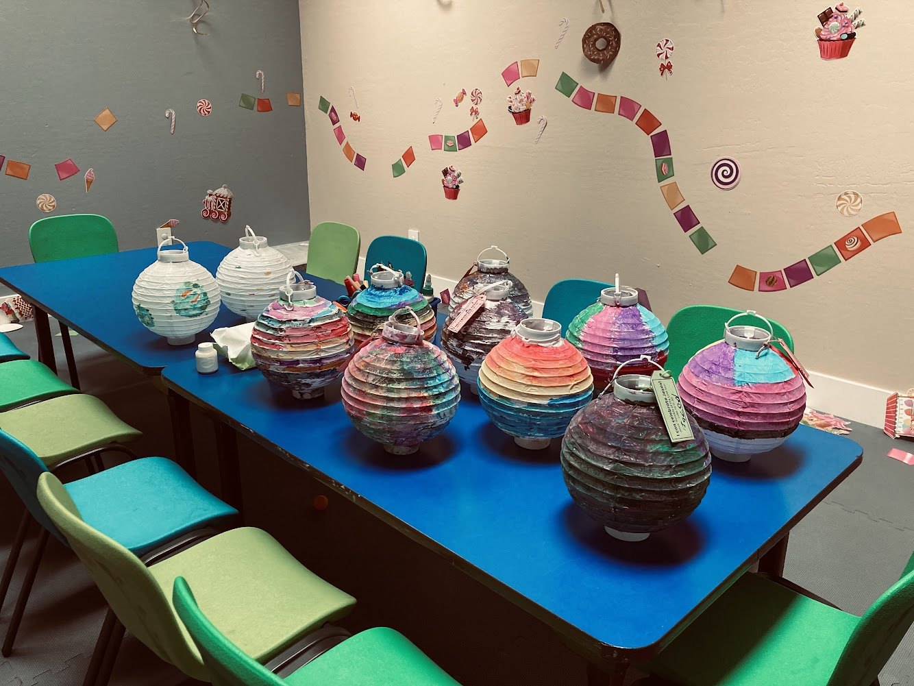 Colorful lantern crafts made by children